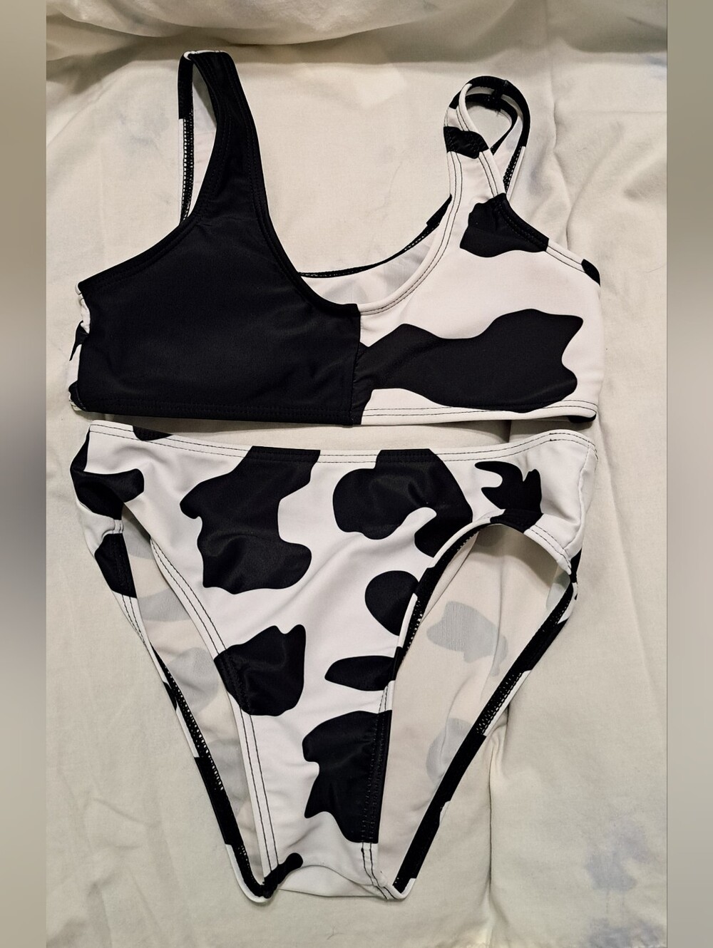 Black & White Cow Print Bikini Set